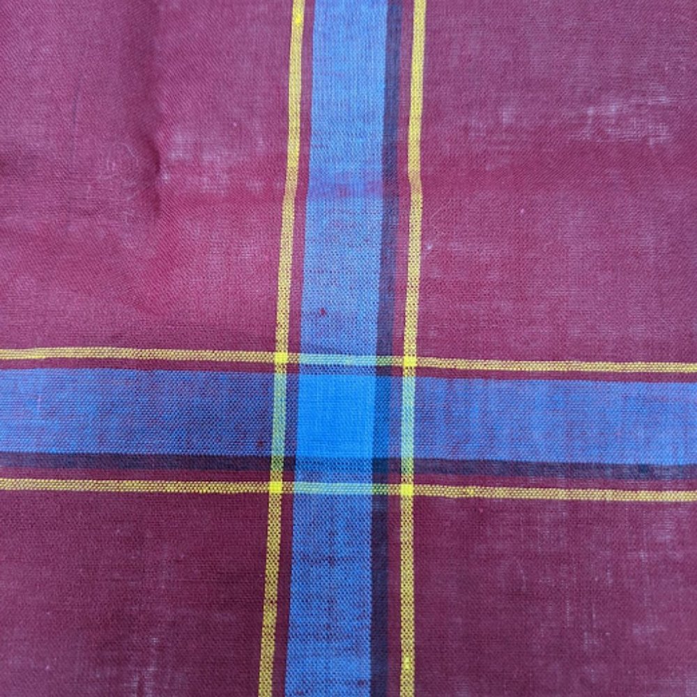 Vintage burgundy/blue pocket square / handkerchief